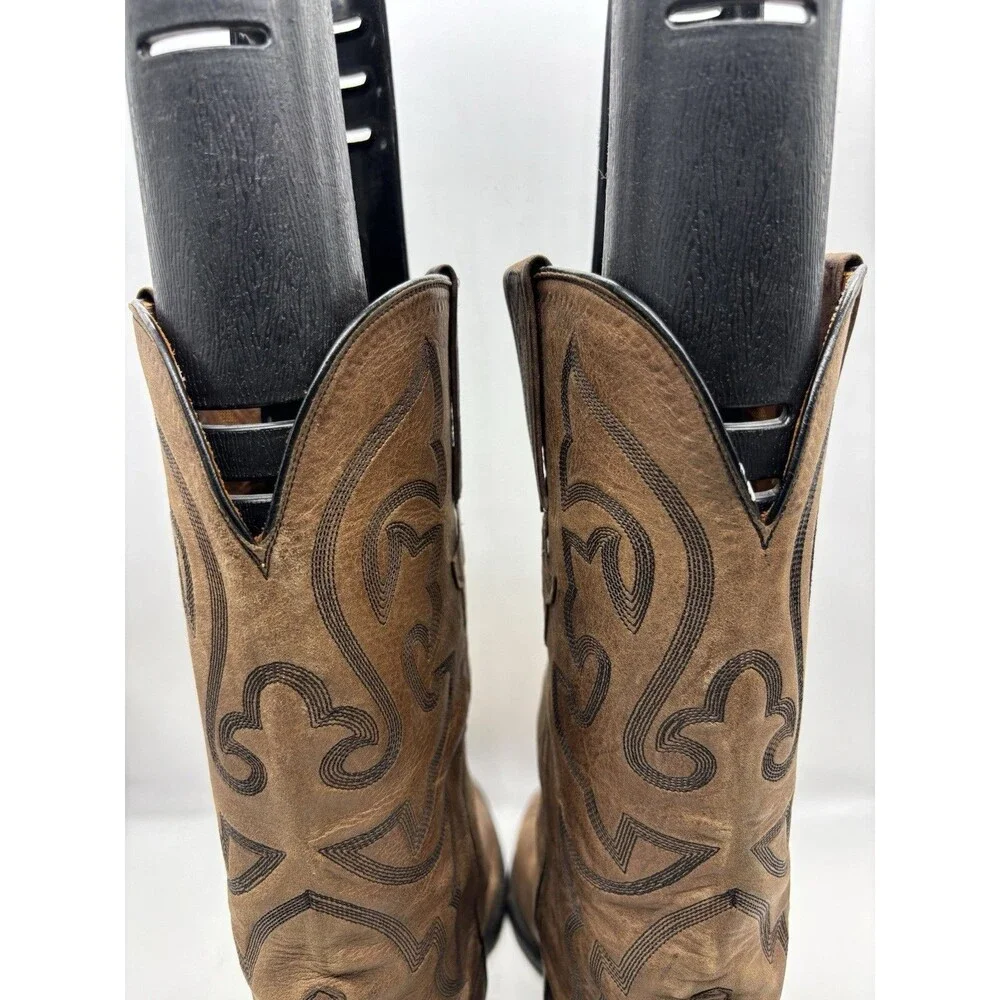 LUCCHESE WESTERN COWBOY BOOTS MENS SZ 9.5 D DANCEHALL RANCH RODEO MADE in USA